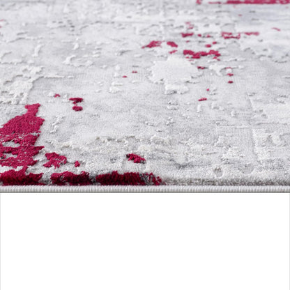 4' X 6' Red Abstract Dhurrie Area Rug