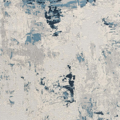 3' X 5' Blue And Ivory Abstract Strokes Area Rug