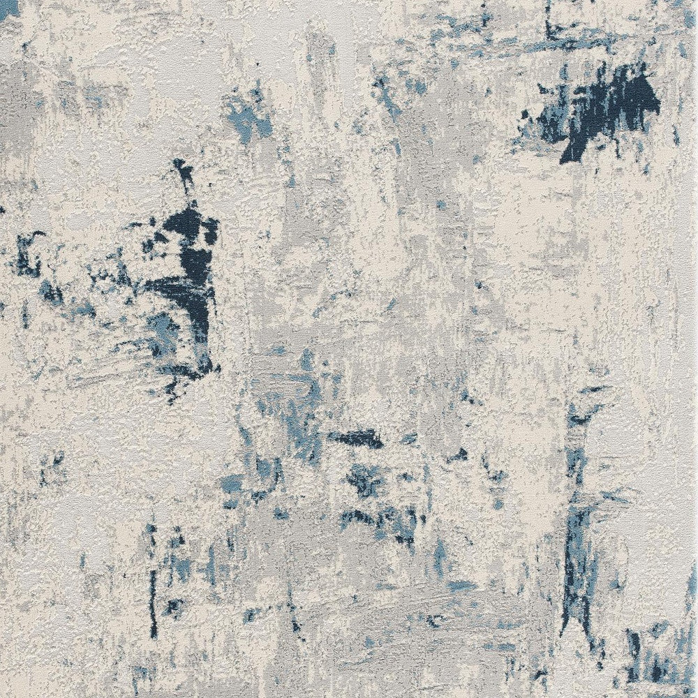 5’ X 8’ Blue And Ivory Abstract Strokes Area Rug