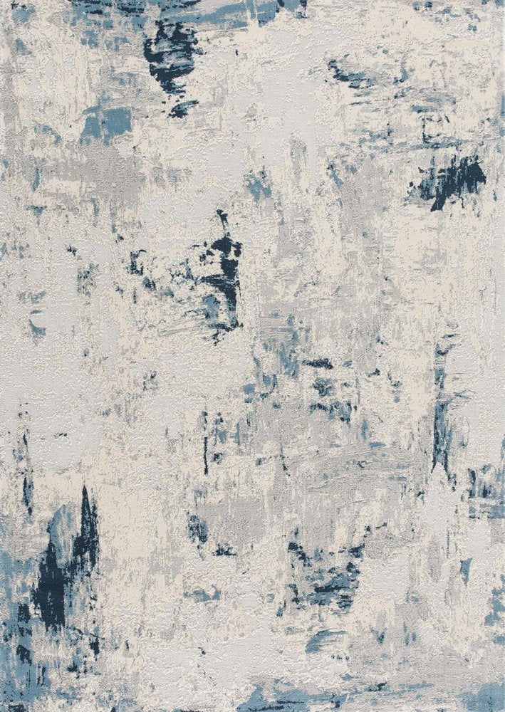 5' X 8' Blue And Ivory Abstract Strokes Area Rug