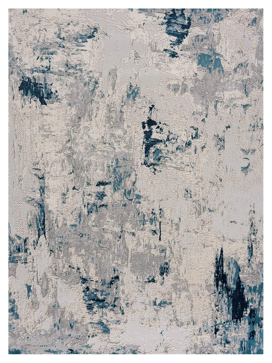 5’ X 8’ Blue And Ivory Abstract Strokes Area Rug