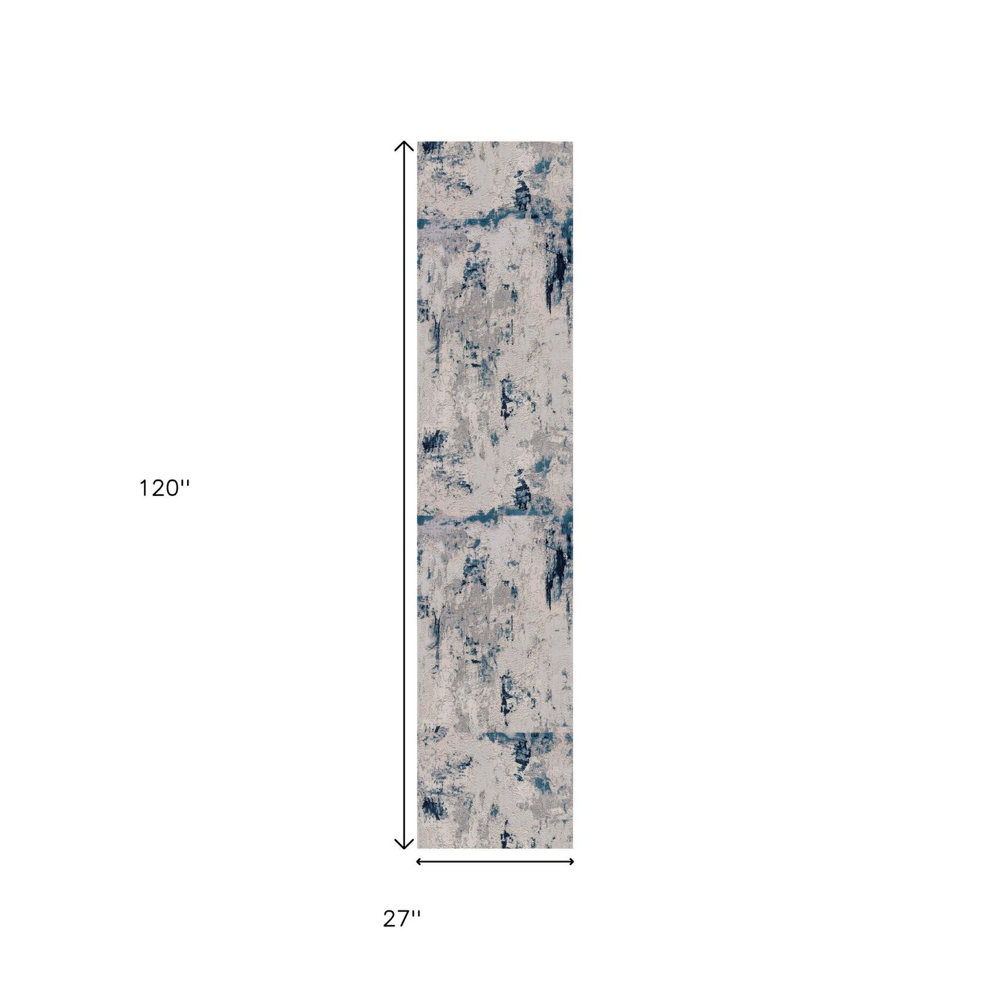 10' Blue Abstract Dhurrie Runner Rug