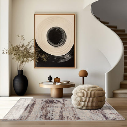 6' X 9' Violet Abstract Dhurrie Area Rug