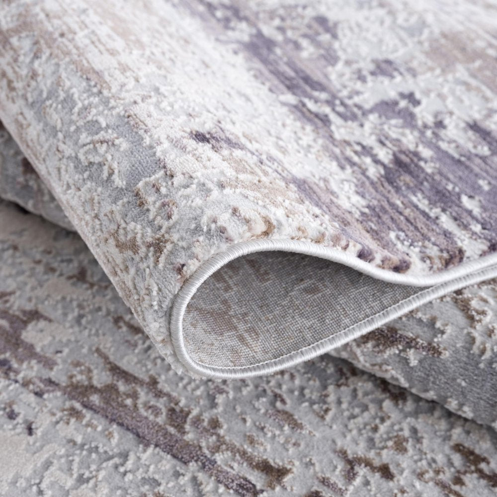 6' X 9' Violet Abstract Dhurrie Area Rug