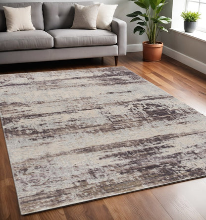 6' X 9' Violet Abstract Dhurrie Area Rug