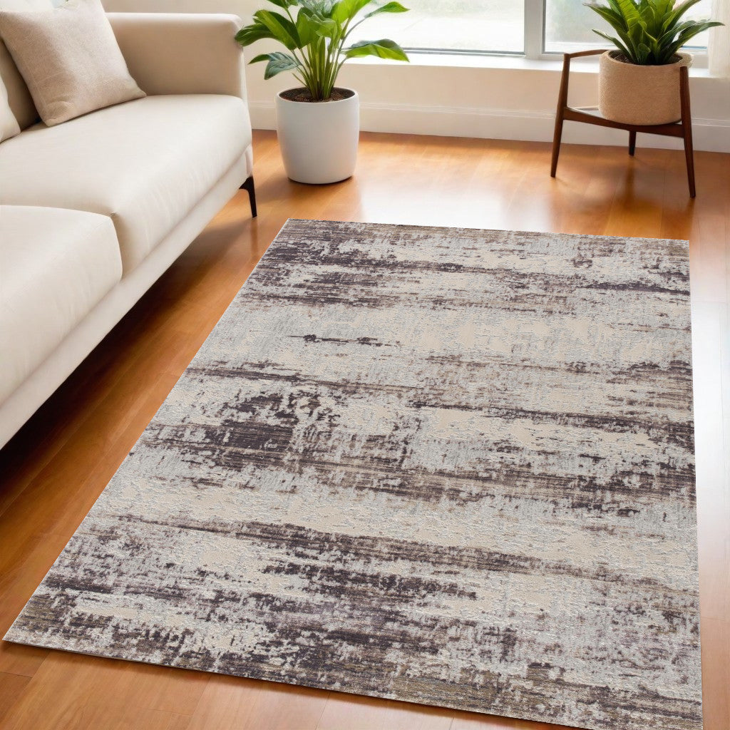 5' X 7' Violet Abstract Dhurrie Area Rug