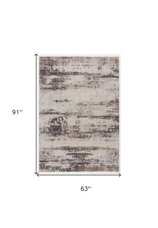 5' X 7' Violet Abstract Dhurrie Area Rug