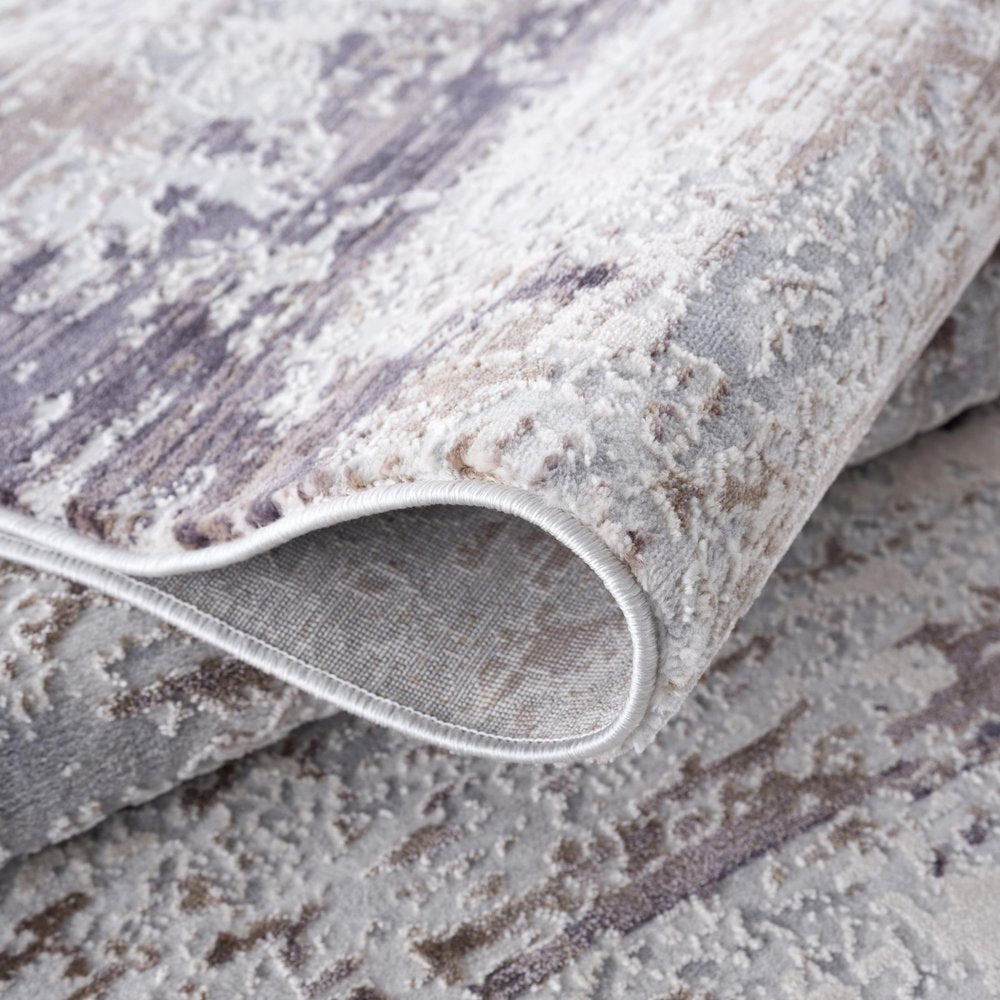 5' X 7' Violet Abstract Dhurrie Area Rug