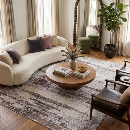5' X 7' Violet Abstract Dhurrie Area Rug