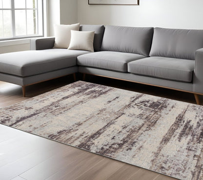 5' X 7' Violet Abstract Dhurrie Area Rug