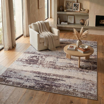 5' X 7' Violet Abstract Dhurrie Area Rug