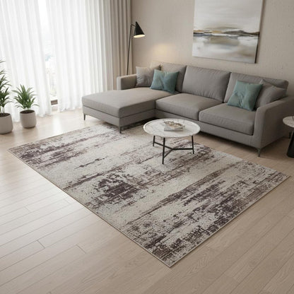 5' X 7' Violet Abstract Dhurrie Area Rug
