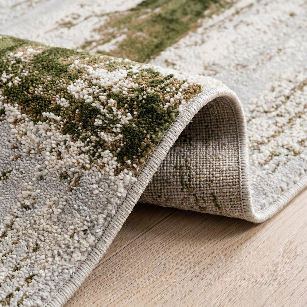 4' X 6' Green Abstract Dhurrie Area Rug