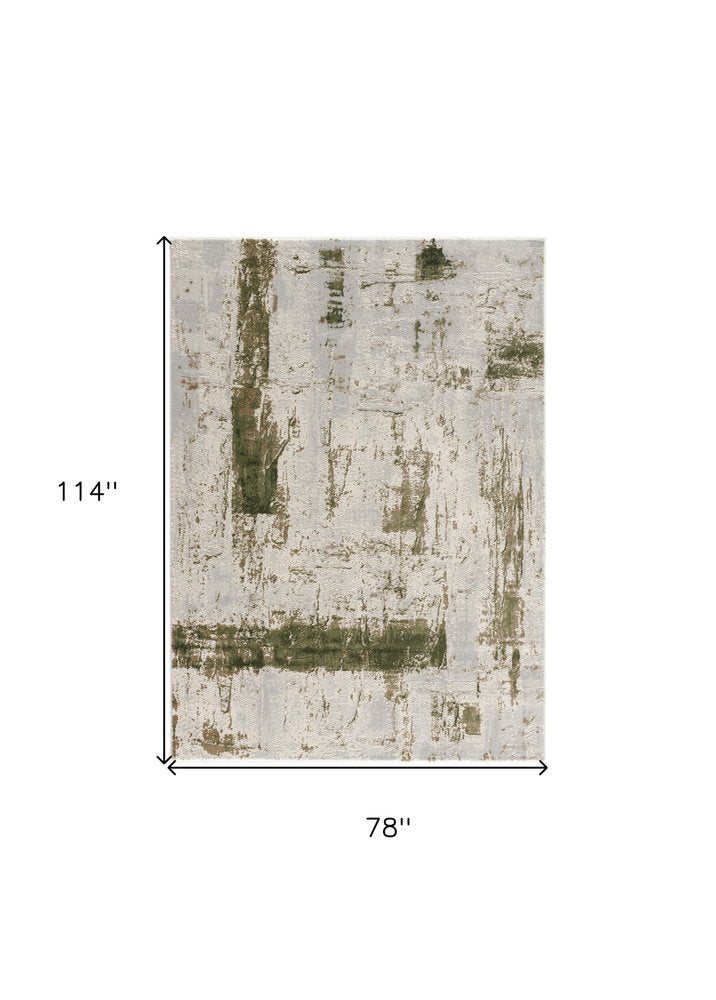 4' X 6' Green Abstract Dhurrie Area Rug