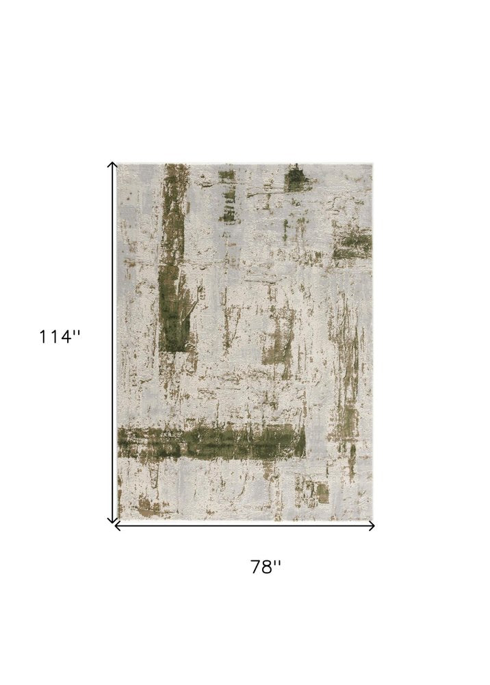 4' X 6' Green Abstract Dhurrie Area Rug