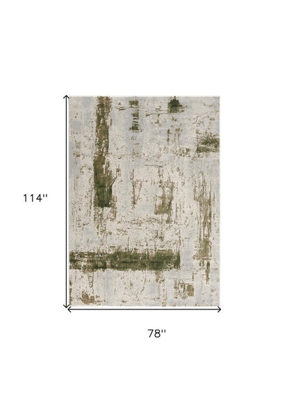 4' X 6' Green Abstract Dhurrie Area Rug
