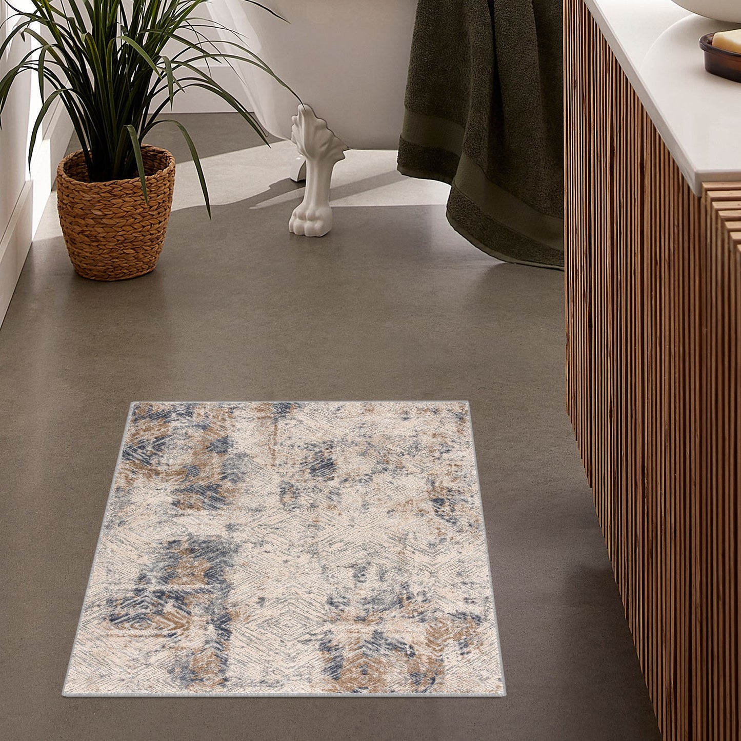 4' X 6' Beige Abstract Printed Area Rug