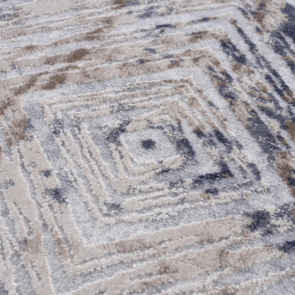 5' X 8' Ivory And Beige Abstract Diamonds Area Rug