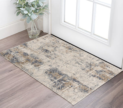 6' X 9' Beige Abstract Printed Area Rug