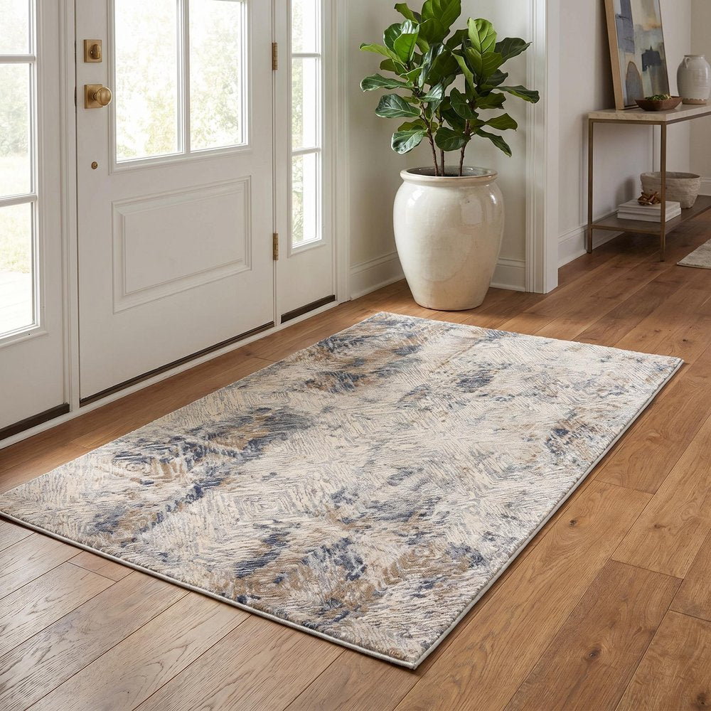 6' X 9' Beige Abstract Printed Area Rug