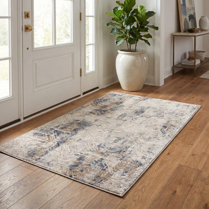 6' X 9' Beige Abstract Printed Area Rug