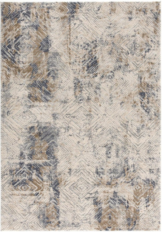 5' X 8' Ivory And Beige Abstract Diamonds Area Rug