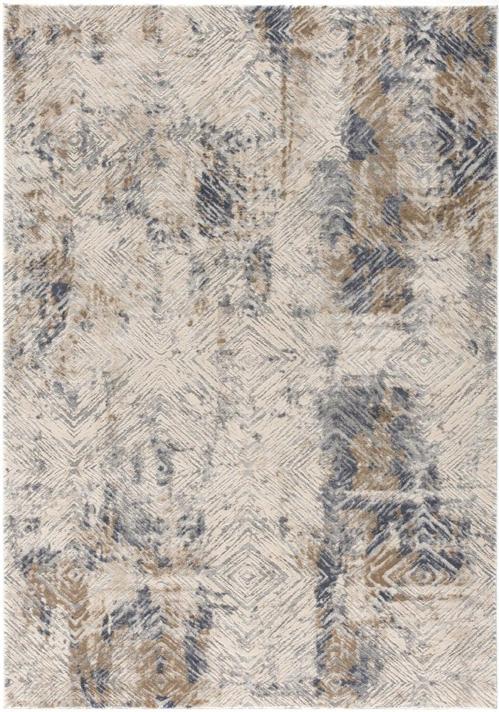 5' X 8' Ivory And Beige Abstract Diamonds Area Rug