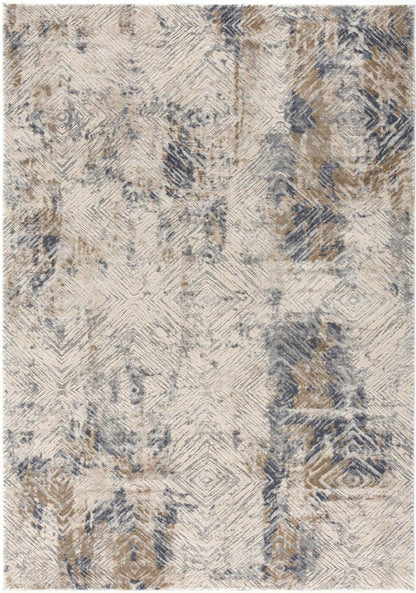5' X 8' Ivory And Beige Abstract Diamonds Area Rug