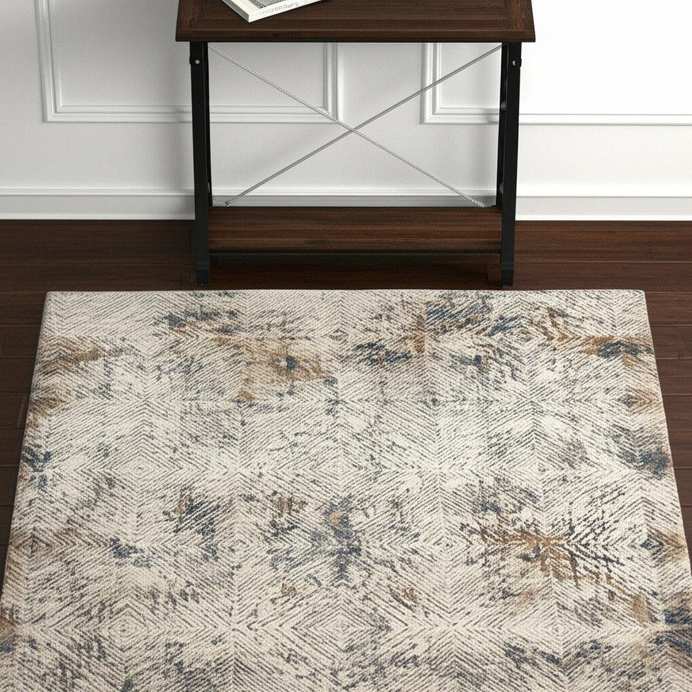 6' X 9' Beige Abstract Printed Area Rug