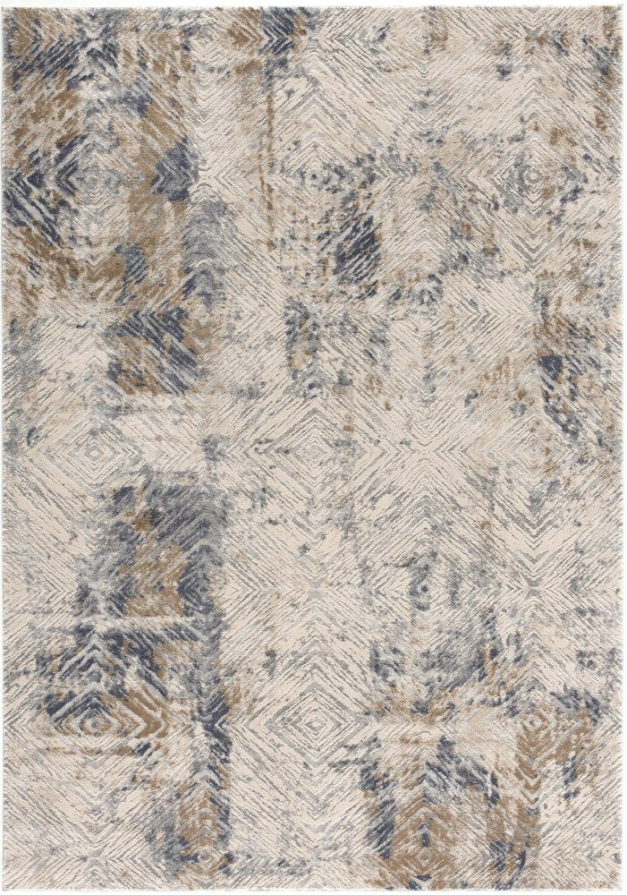 5' X 8' Ivory And Beige Abstract Diamonds Area Rug