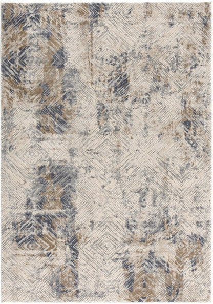 5' X 8' Ivory And Beige Abstract Diamonds Area Rug