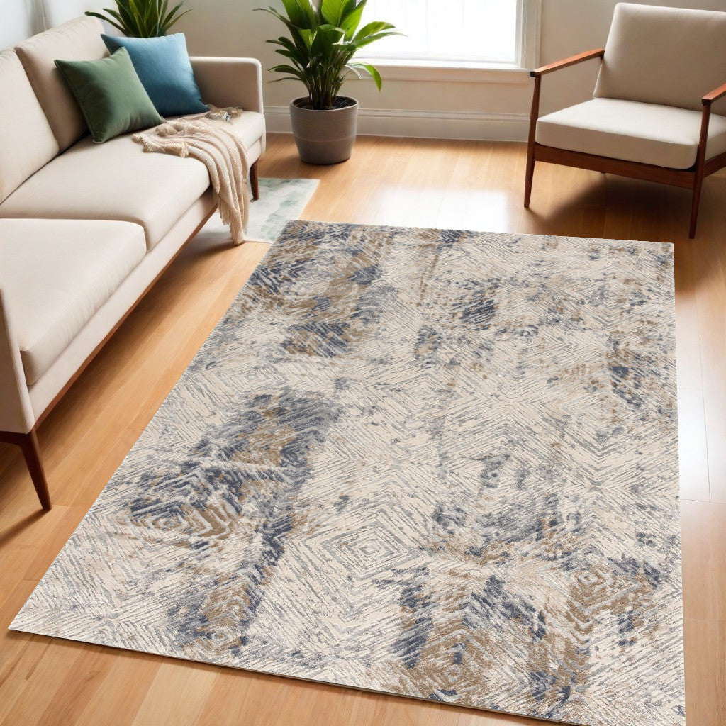 8' X 10' Beige Abstract Printed Area Rug