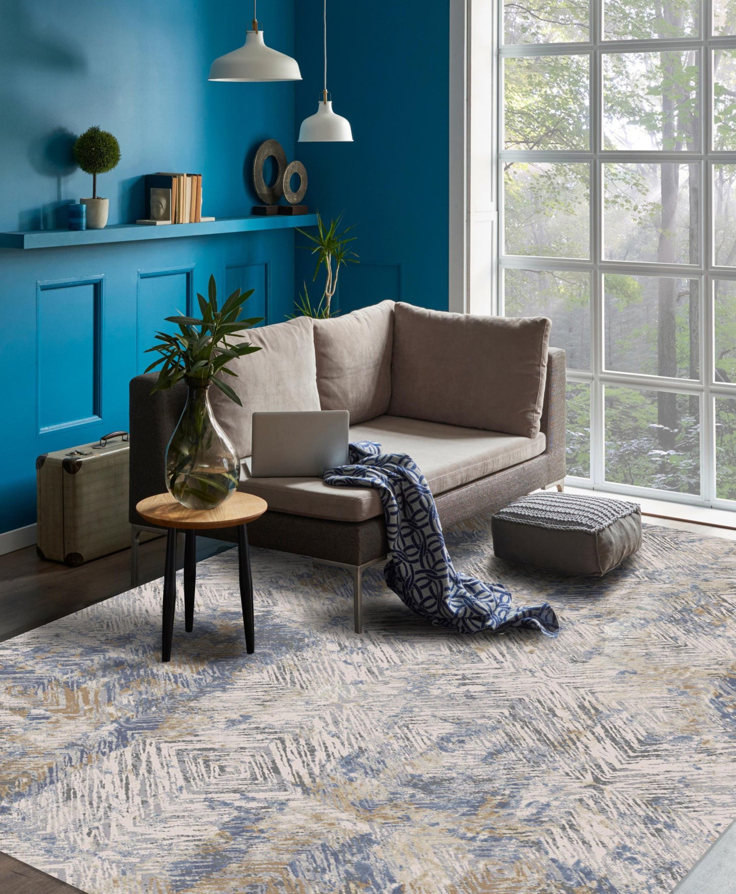 4' X 6' Beige Abstract Printed Area Rug