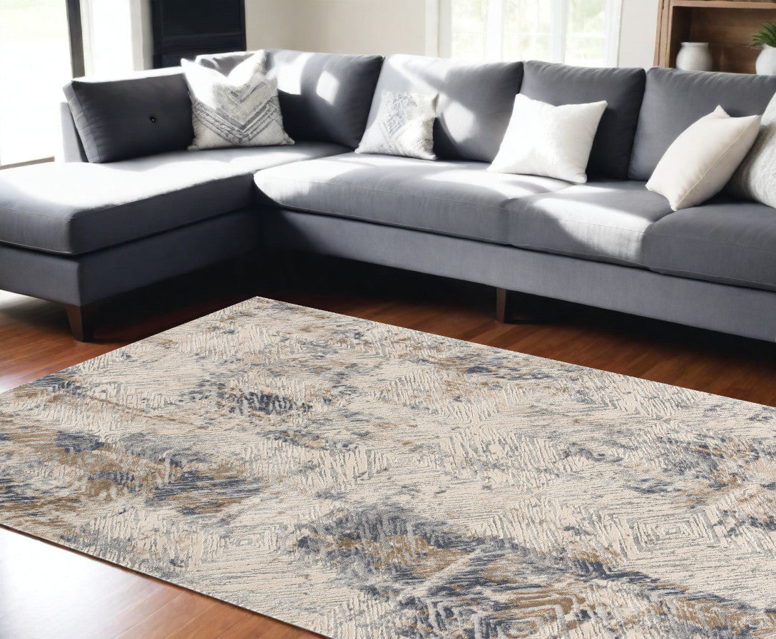 4' X 6' Beige Abstract Printed Area Rug