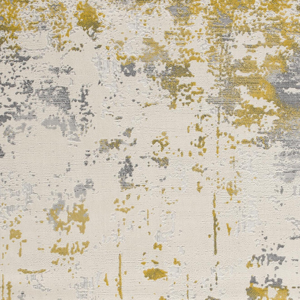 9' X 13' Gold and Gray Abstract Area Rug