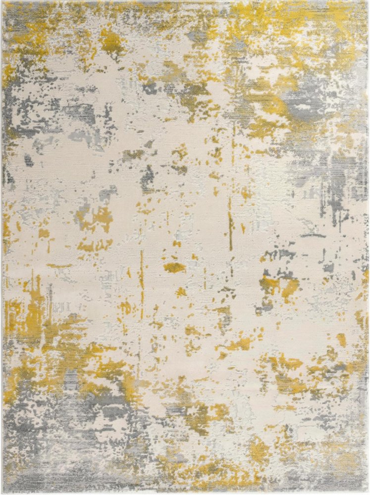 5' X 7' Gold And Gray Abstract Distressed Area Rug