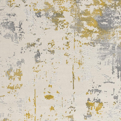 3' X 5' Gold And Gray Abstract Distressed Area Rug