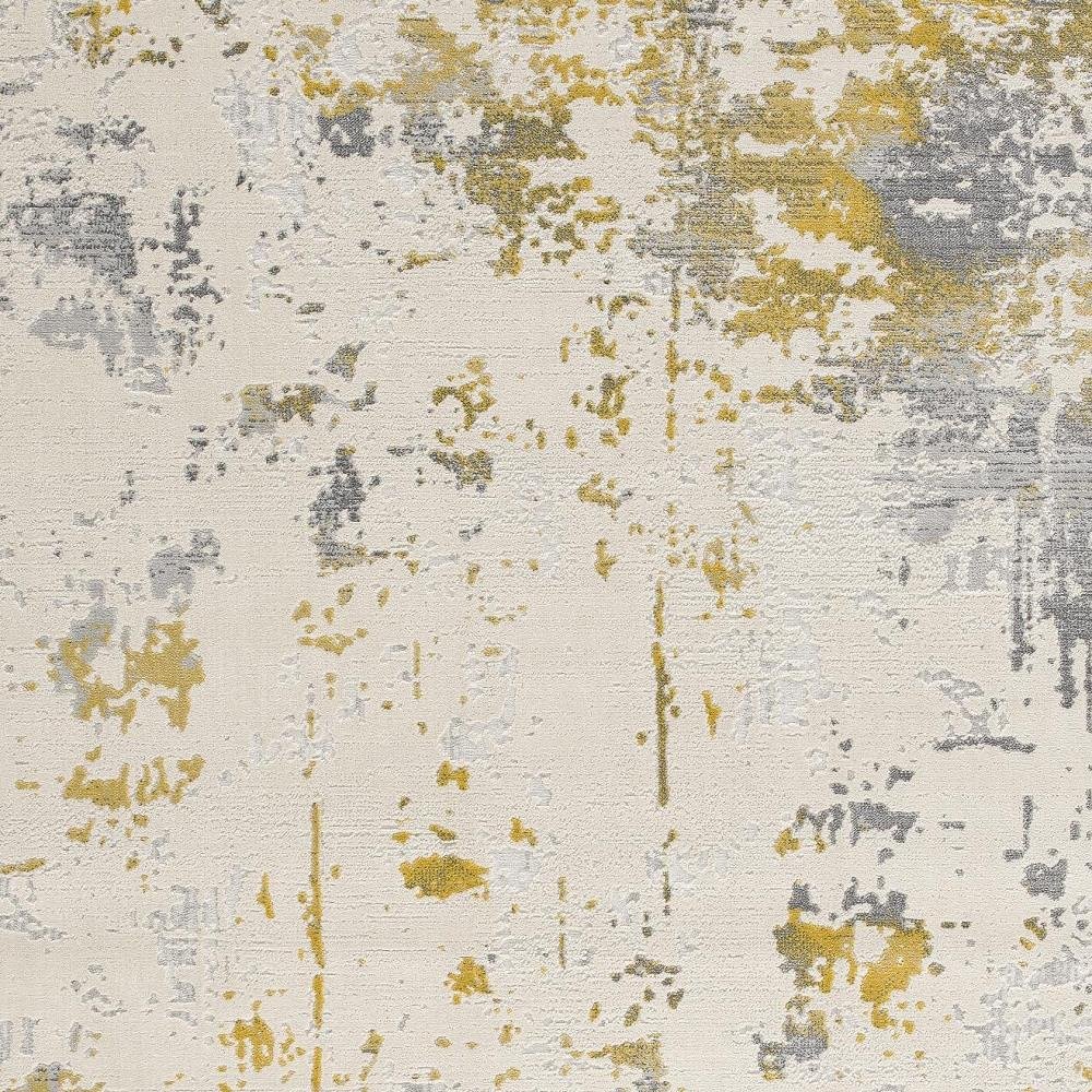 3' X 5' Gold And Gray Abstract Distressed Area Rug