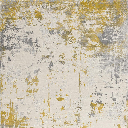 3' X 5' Gold And Gray Abstract Distressed Area Rug