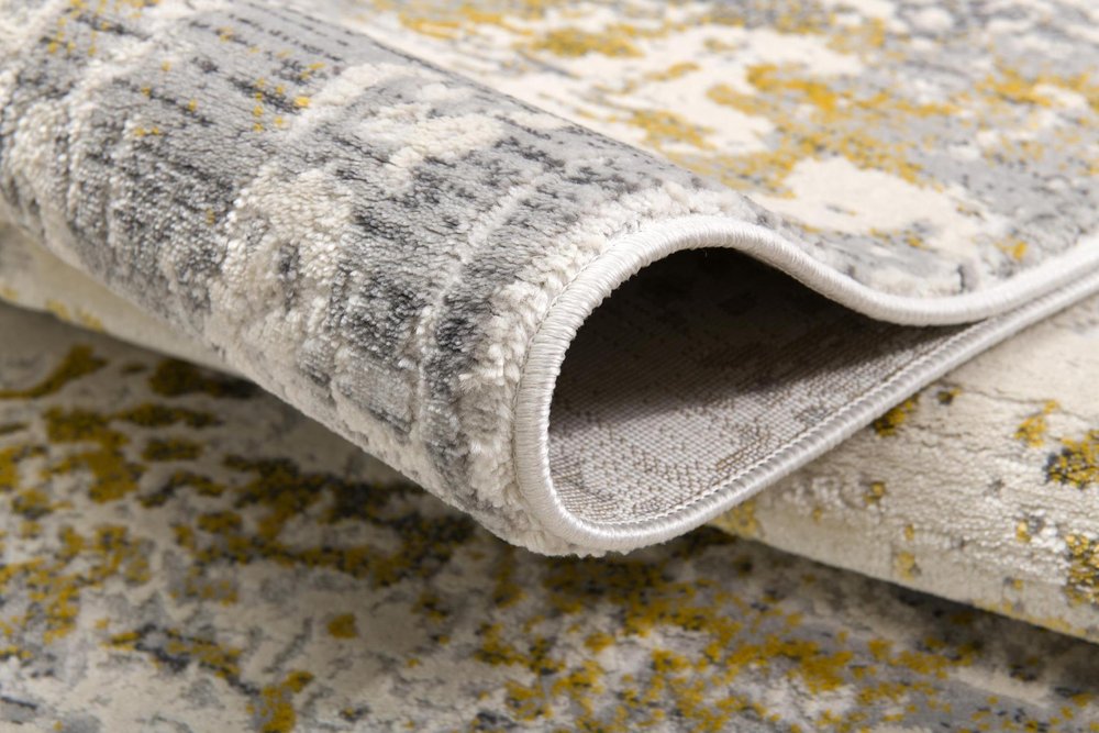 5' X 7' Gold And Gray Abstract Distressed Area Rug