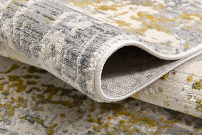 5' X 7' Gold And Gray Abstract Distressed Area Rug