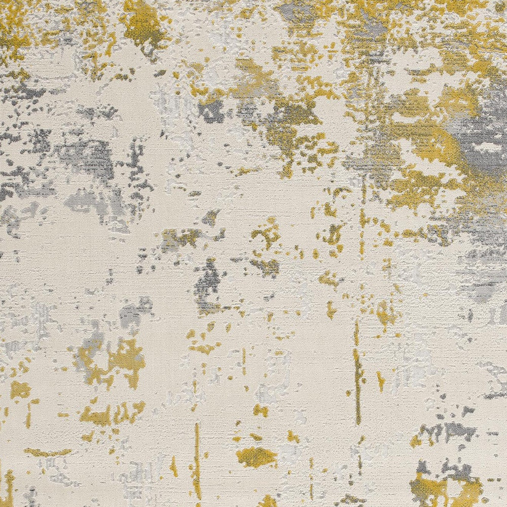 6' X 9' Gold Abstract Dhurrie Area Rug