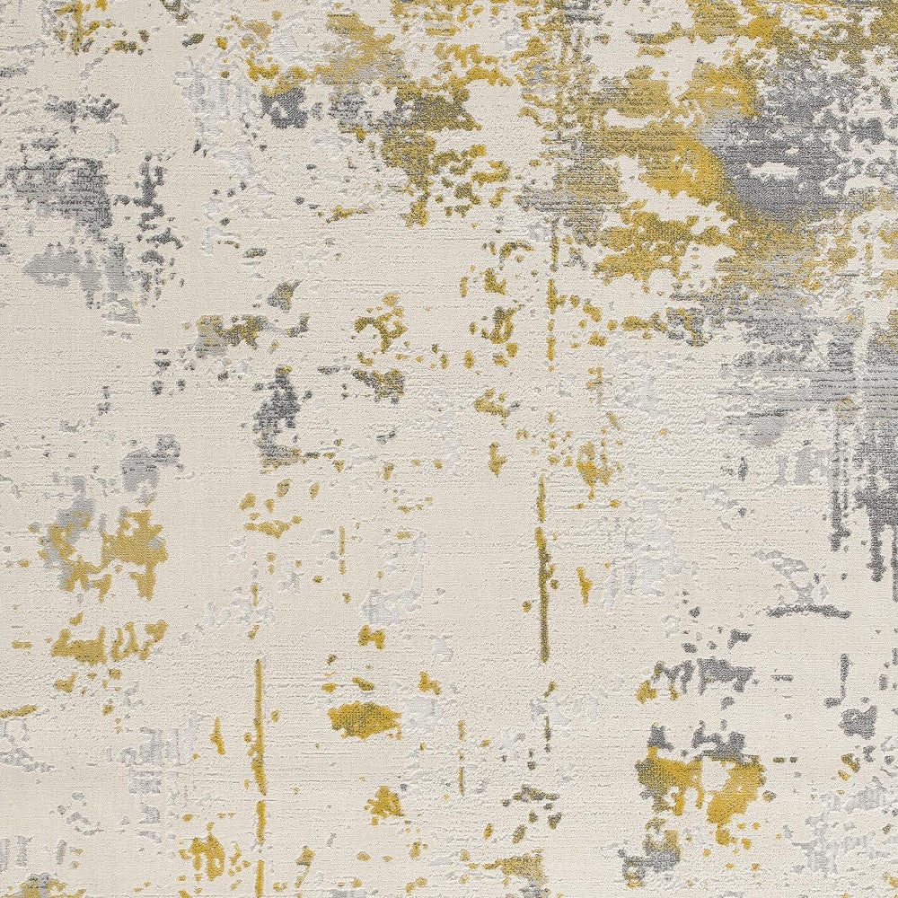 6' X 9' Gold Abstract Dhurrie Area Rug