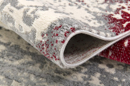 5' X 7' Gray And Red Abstract Distressed Area Rug
