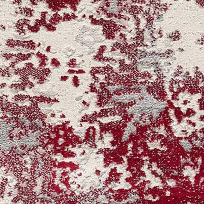 6' X 9' Ivory Red and Gray Abstract Area Rug