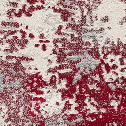 6' X 9' Ivory Red and Gray Abstract Area Rug