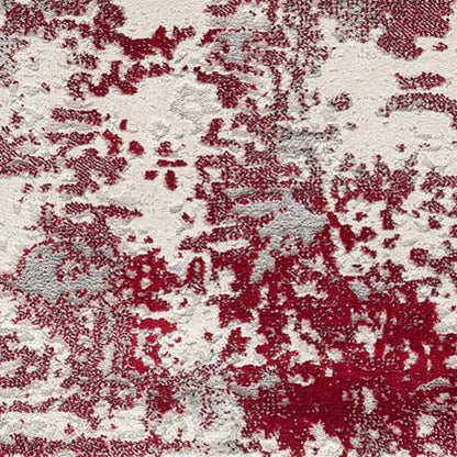 5' X 7' Gray And Red Abstract Distressed Area Rug