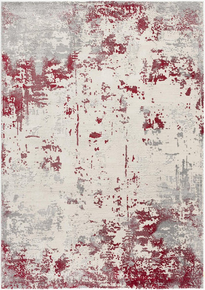 6' X 9' Ivory Red and Gray Abstract Area Rug
