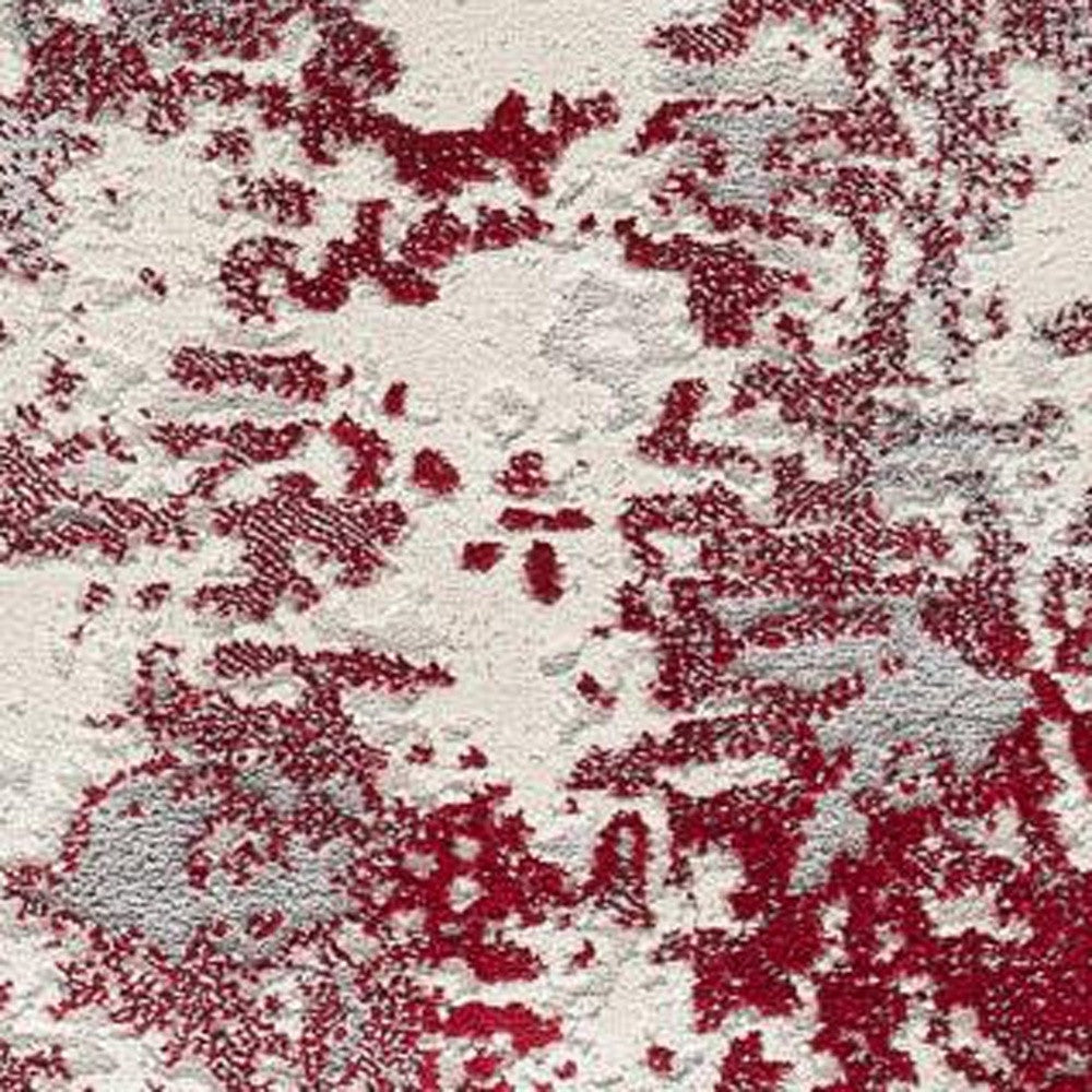 3' X 5' Red Abstract Dhurrie Area Rug