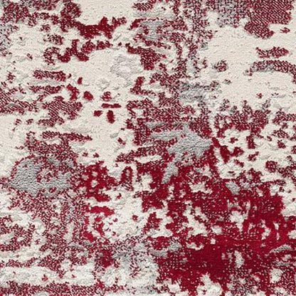 6' X 9' Ivory Red and Gray Abstract Area Rug